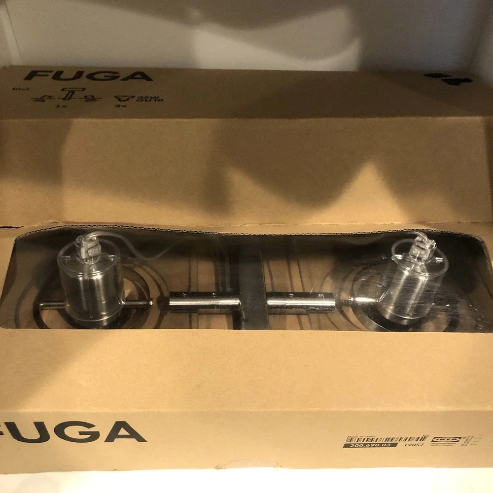 IKEA FUGA 2 Bulb Light Silver New Open Box 200.690.03 35W Bulbs